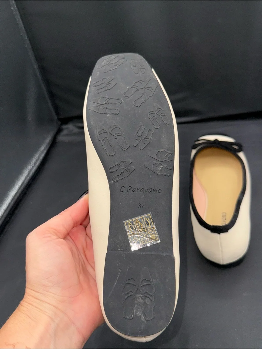 C.Paravano Cap Toe Ballet Flats Coquette Parisian Chic Quiet Luxury Bow Sz 6.5